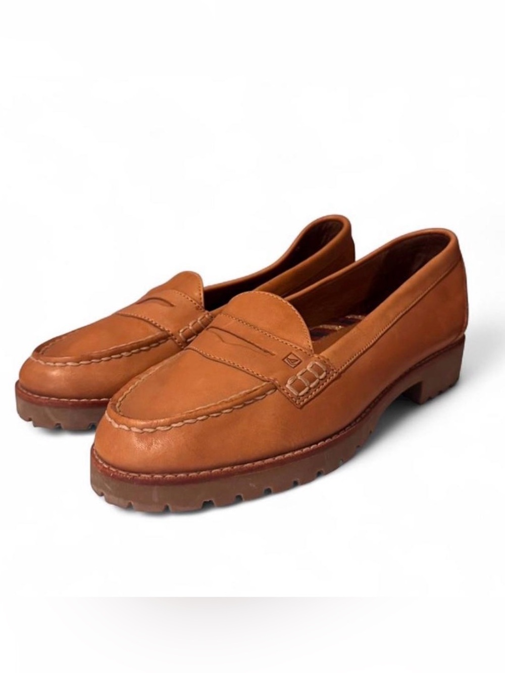 Sperry Top Sider 8W Women’s Brown Leather Penny Loafer Chunky Preppy Academia - Picture 7 of 7